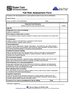 Fall Risk Assessment Form