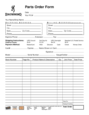 Browning Parts Order Form