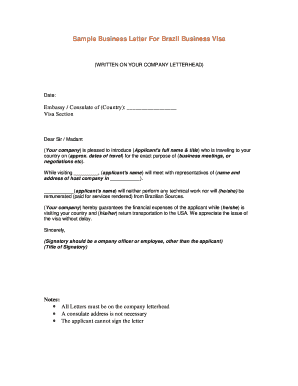 Company Guarantee Letter for Visa Application  Form