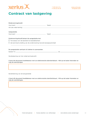 Contract Van Lastgeving Ondernemingsloket, Sociale Xerius  Form