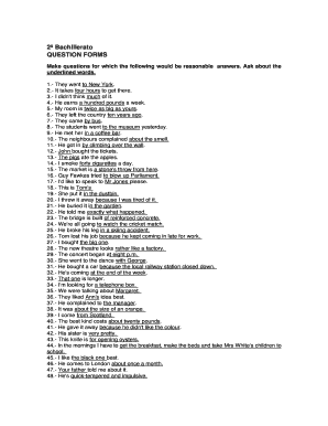 Make Questions for the Underlined Words Bachillerato  Form