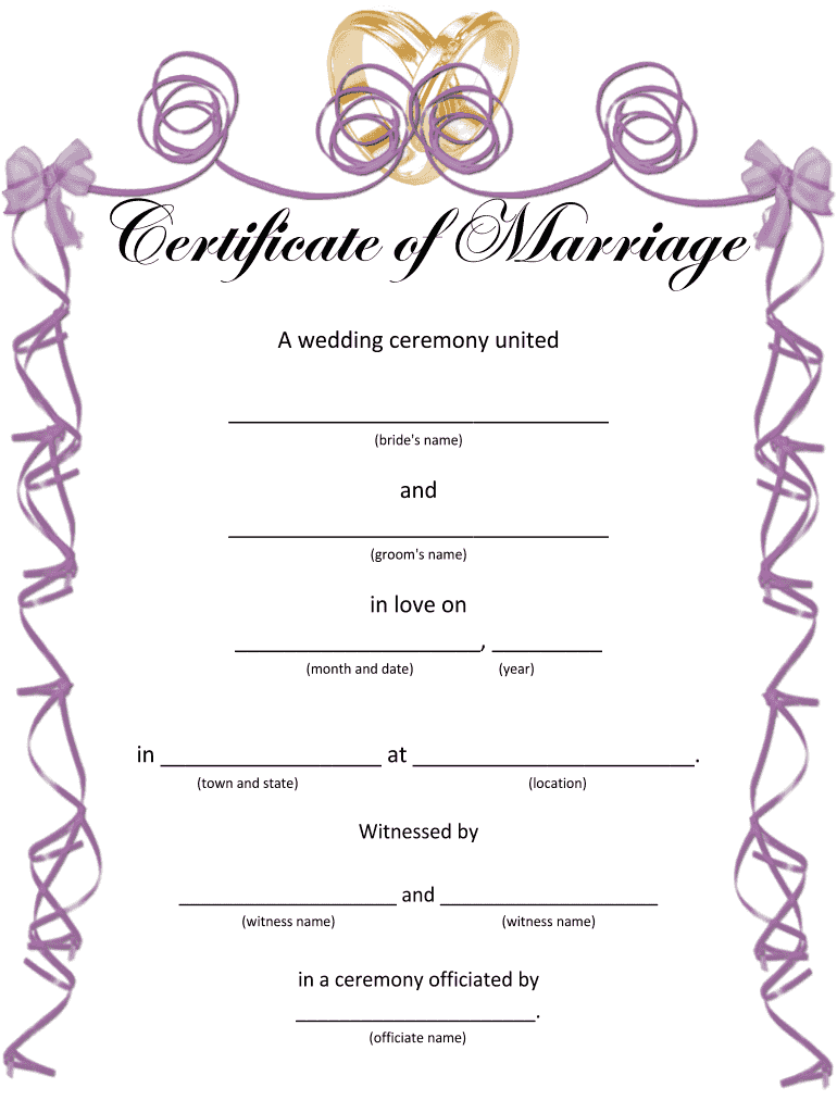 United Marriage Ceremony License United Marriage Ceremony License  Form