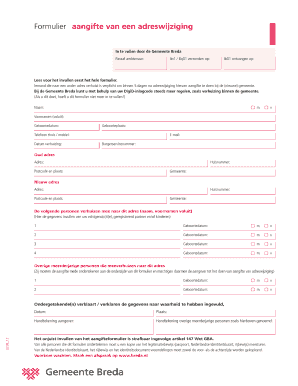 Formulier Aangifte Van Een Adreswijziging Gemeente Breda Breda