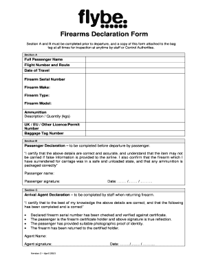 Flybe Firearms Declaration Form