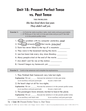 Use the Simple Past or the Present Perfect Tense to Fill in the Blanks  Form