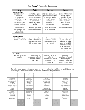 True Colors Personality Test Google Form