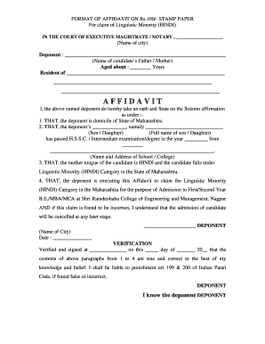 Linguistic Minority Affidavit Format