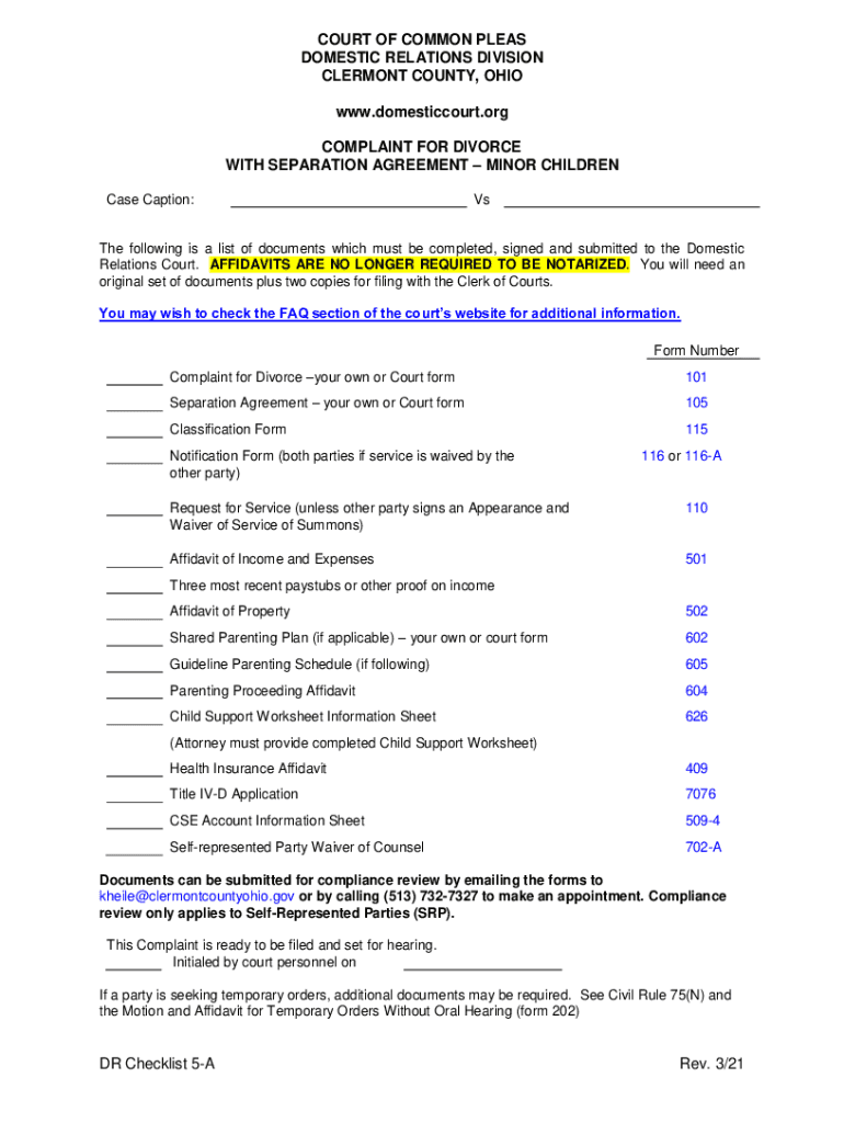  COURT of COMMON PLEAS DOMESTIC RELATIONS DIVISION 2021-2024