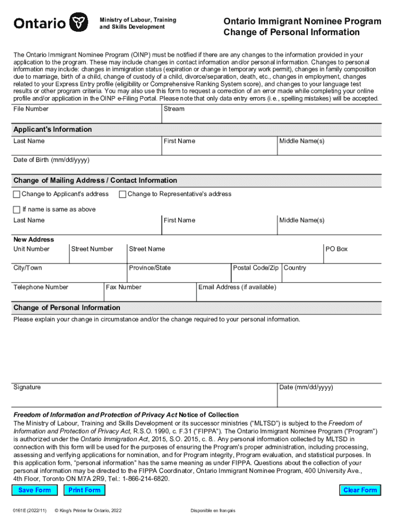 How to Use the Ontario Immigrant Nominee Program E Filing  Form