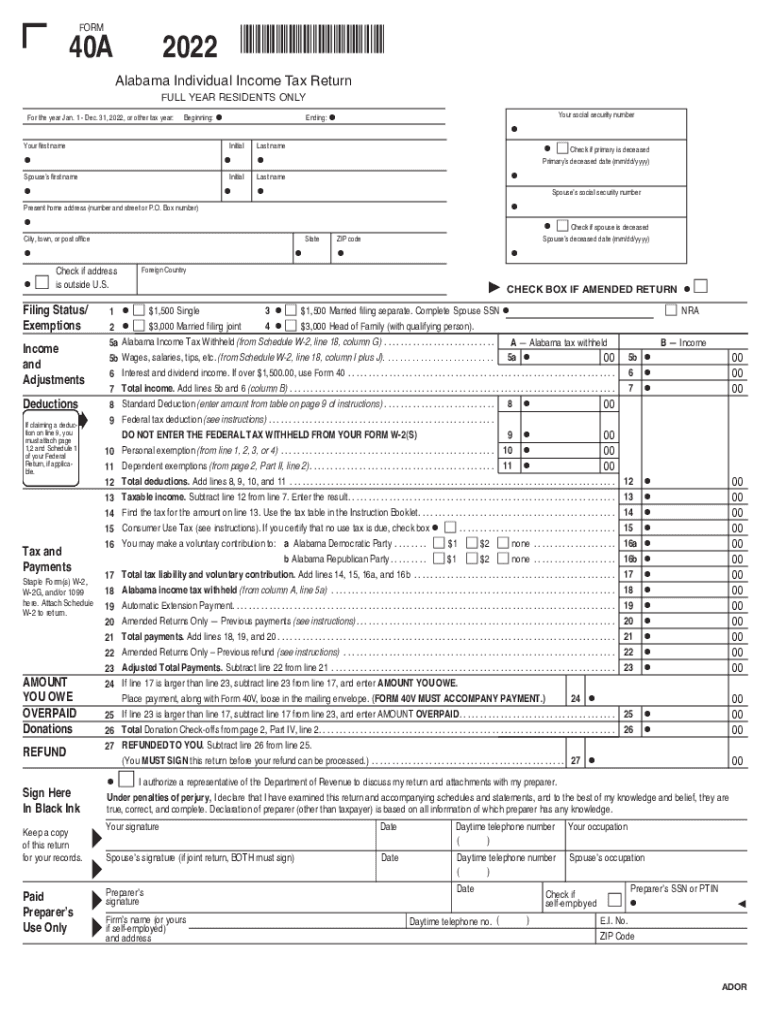  Form 40A TY 2022