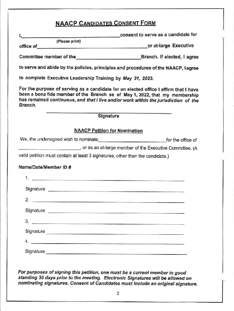 NAACP CANDIDATES CONSENT FORM I, Consent to Serve