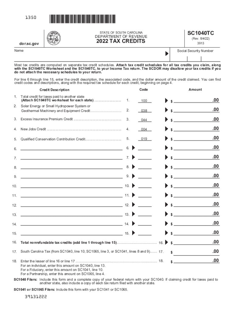  SC1040TC TAX CREDITS 2022-2024