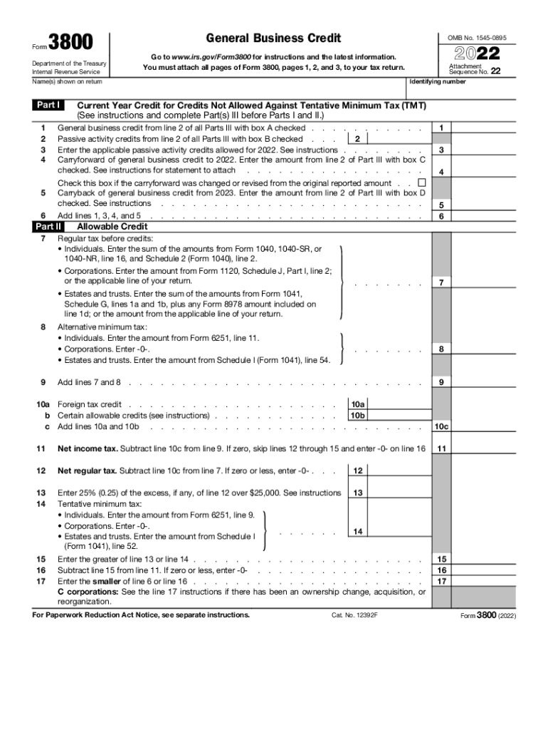  Form 3800 Instructions How to Fill Out the General Business 2022