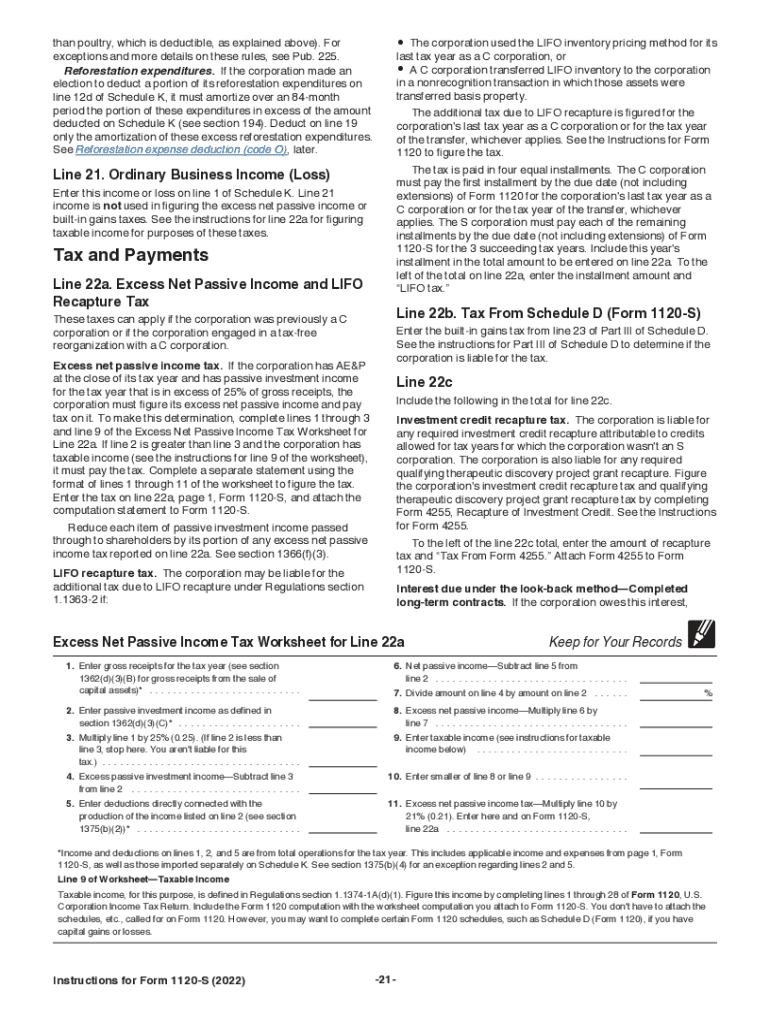  Instructions for Form 1120 S 2022-2024