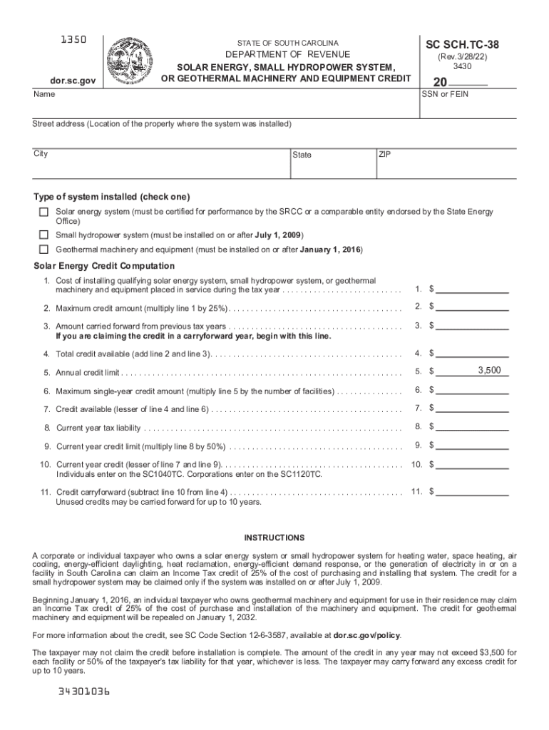  SC1040TC SC Department of Revenue 2022-2024