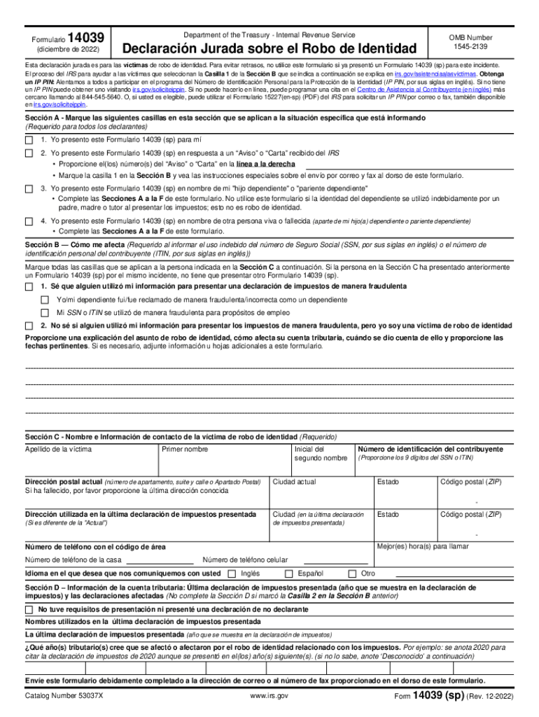  Form 14039 Sp Rev 12 2022-2024