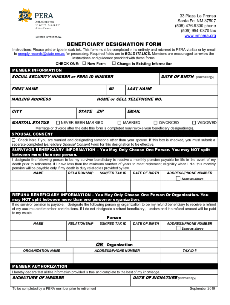  Pera Request Form 2019-2024