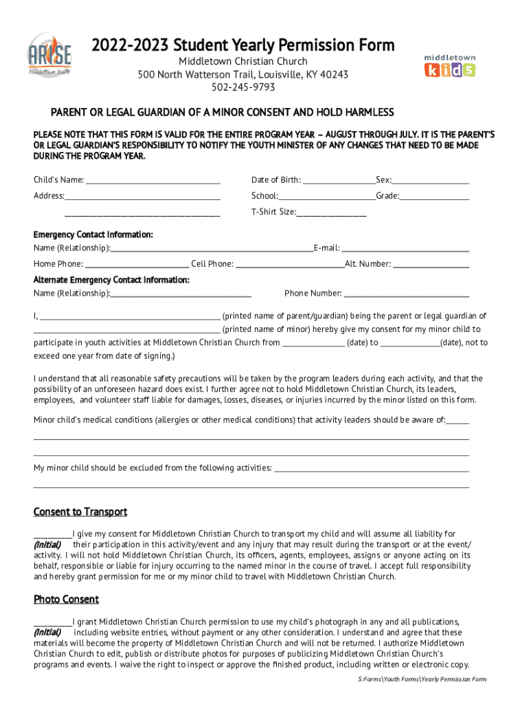 Kempsville Christian Church PERMISSION FORM