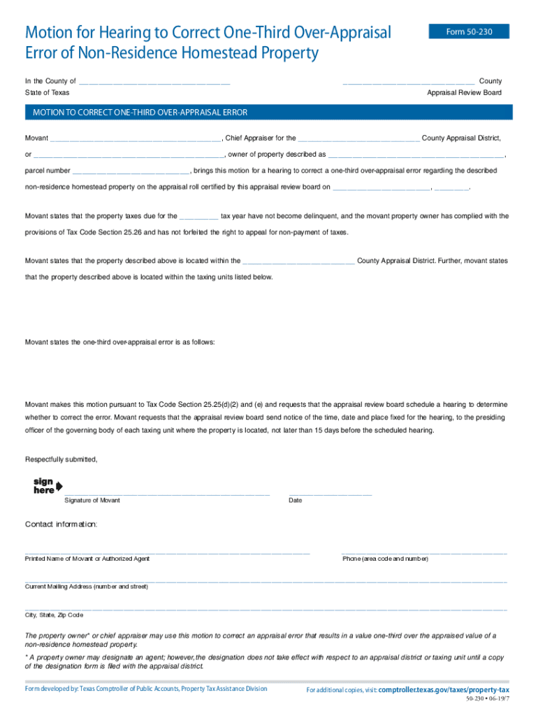  Motion for Hearing to Correct Third Reappraisal Er 2019