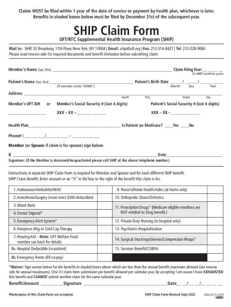  Uft Ship Claim Form 2022-2024