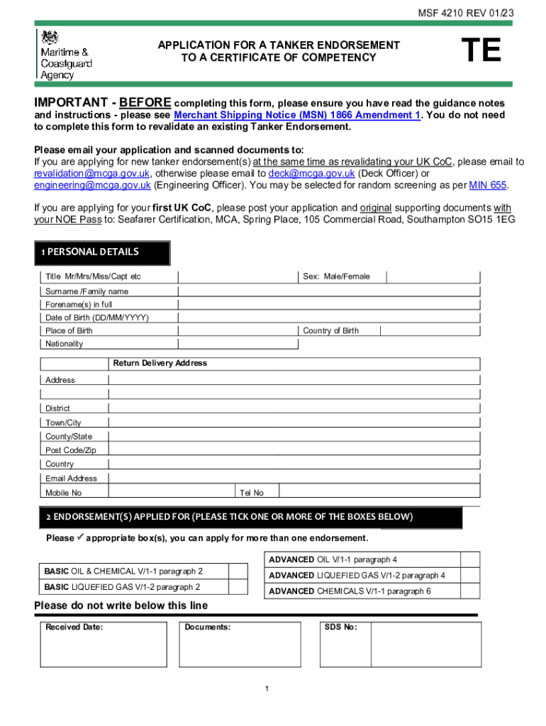  Before Application for a Tanker Endorsement to a Certificate 2023-2024