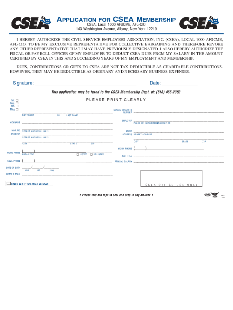 ApplicationforCSEA Memberships, Local 1000 AFS CME  Form