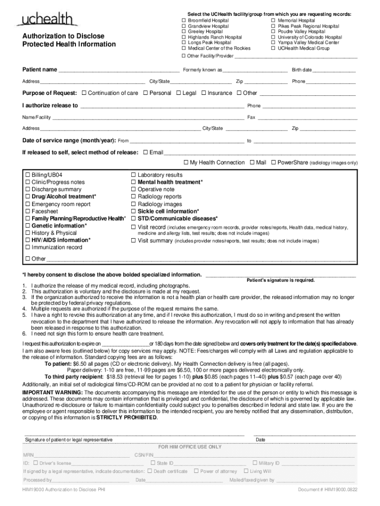  Medical Records Request UC Health 2022-2024