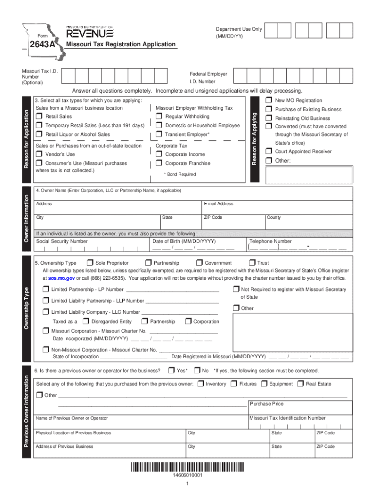 Form 2643, Missouri Tax Registration Application Yumpu 2023-2024
