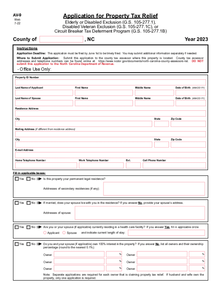  Application for Property Tax Relief AV 9 Web 7 22 2023-2024