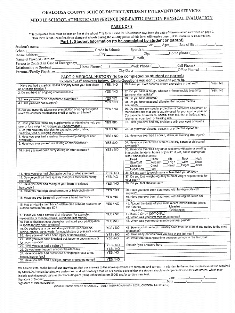 OKALOOSA COUNTY SCHOOL DISTRICTSTUDENT INTERVENTI  Form