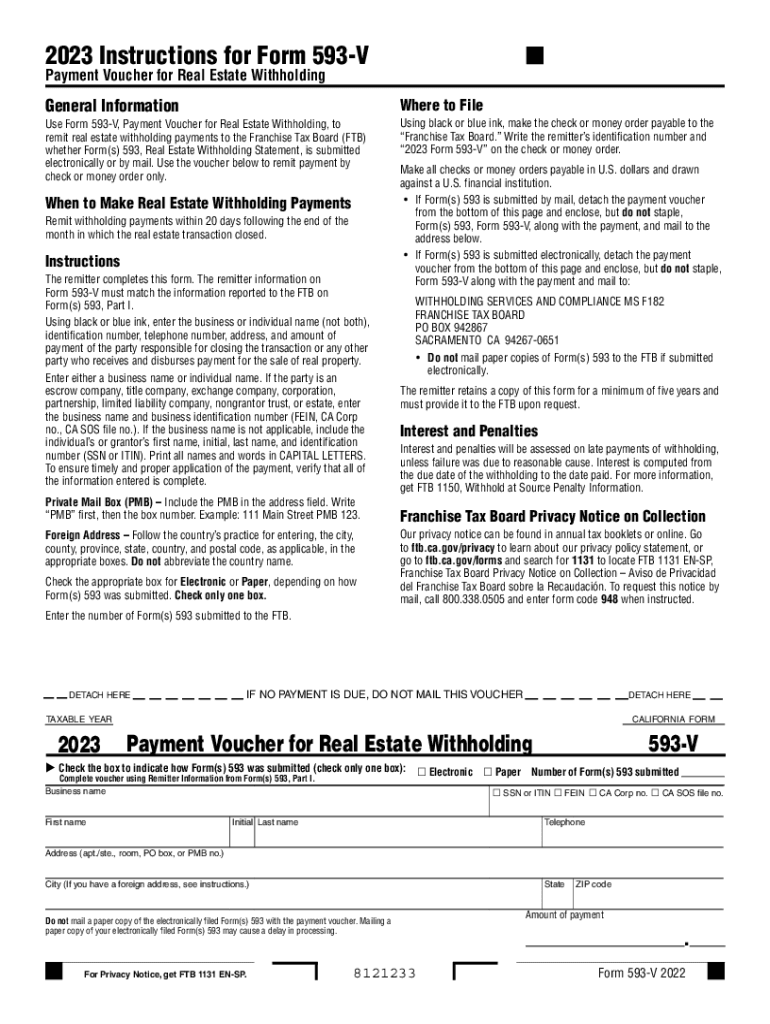  CA Form 593 Real Estate Withholding Statement 2023-2024