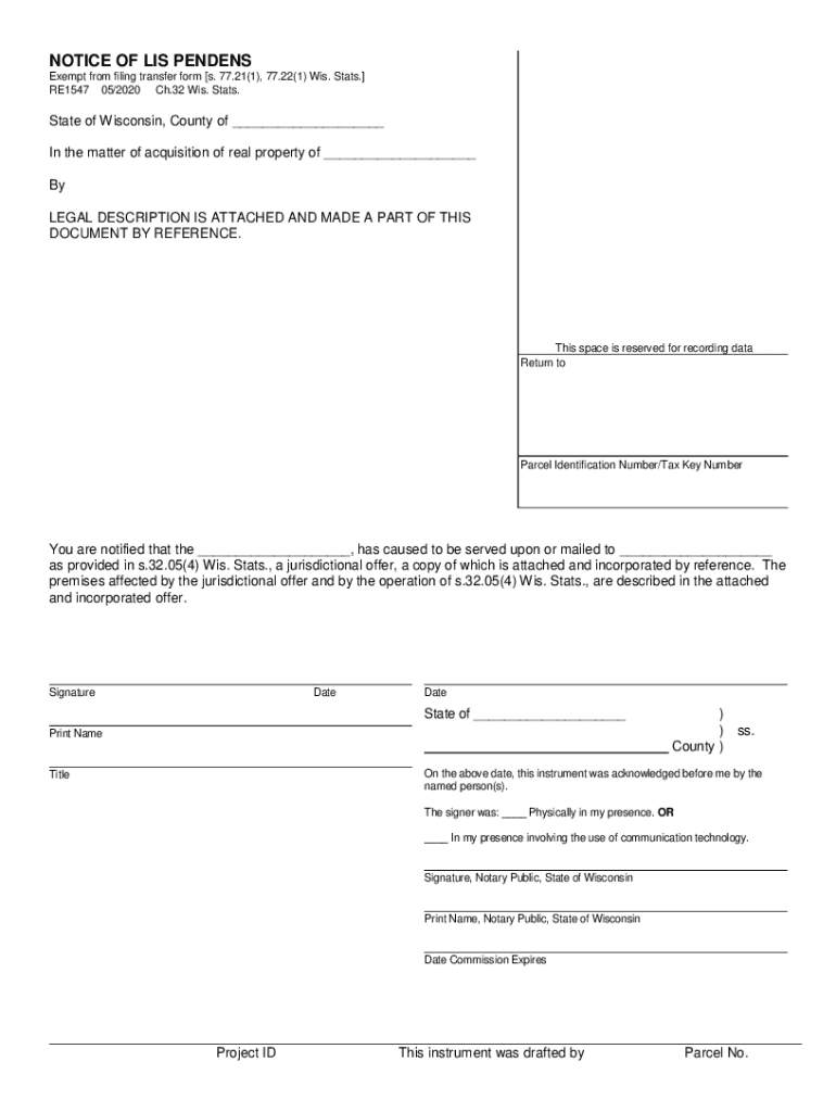 840 10 Lis Pendens; Who May File; Effect When Void; Discharge  Form