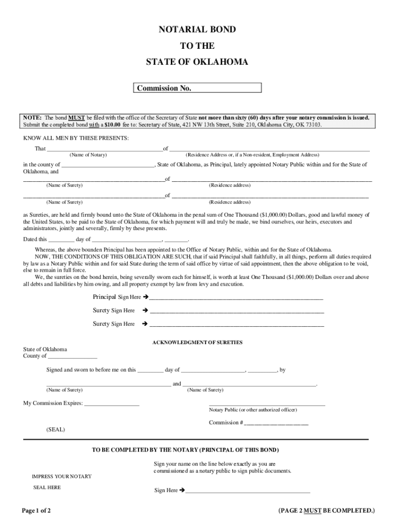 Notarial Bond Form