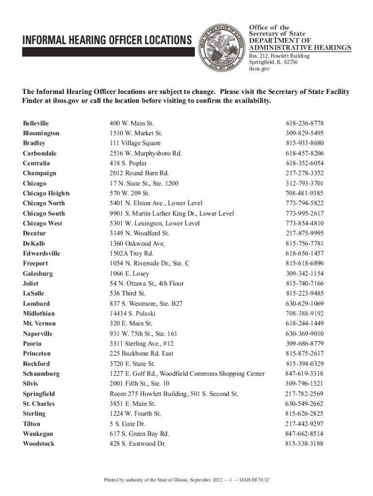  Formal Hearing Request Illinois Secretary of State 2022-2024