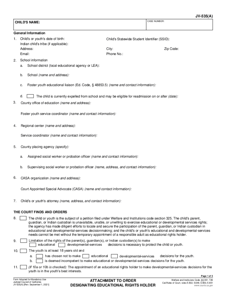  JV 535 Findings and Orders Limiting Right to Make OCDE 2021-2024