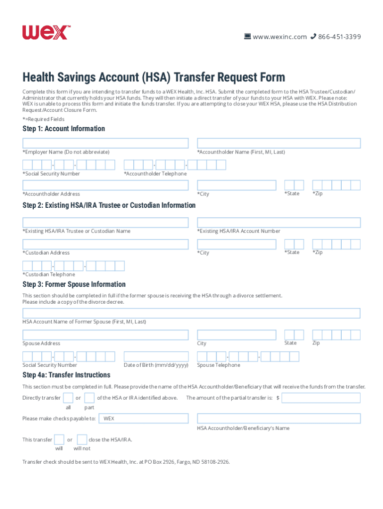 Health Savings Account Transfer Request Form Benefit Extras