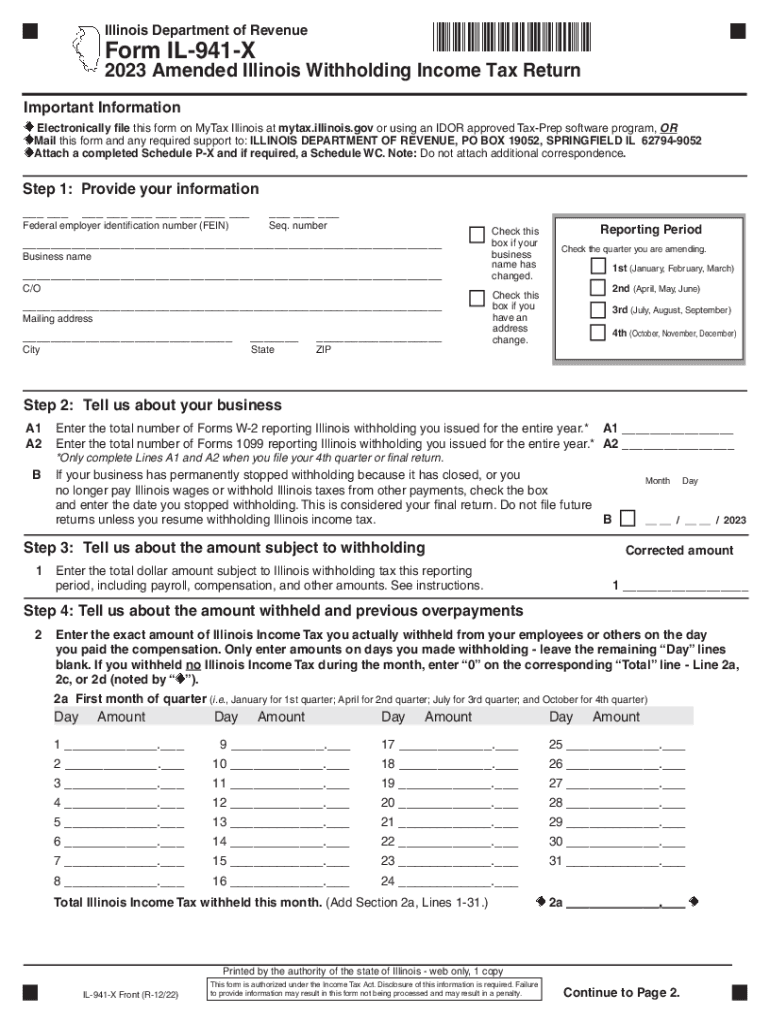 Form IL 941 X Amended Illinois Withholding Income Tax