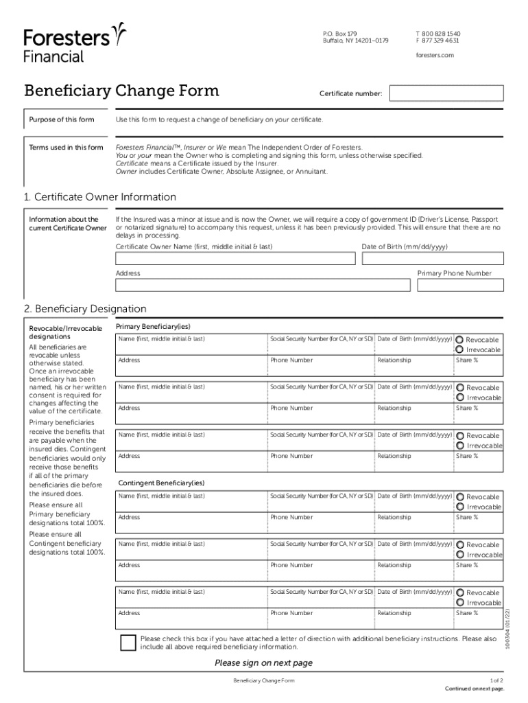 Certificate Surrender Request Form Foresters Financial