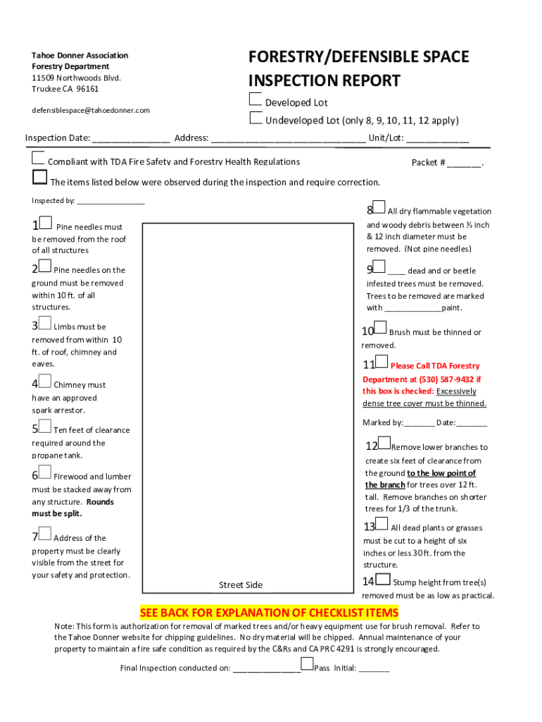 FORESTRYDEFENSIBLE SPACE INSPECTION REPORT  Form