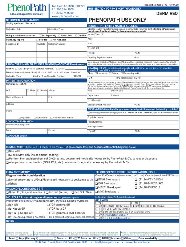 PHENOPATH USE ONLY  Form