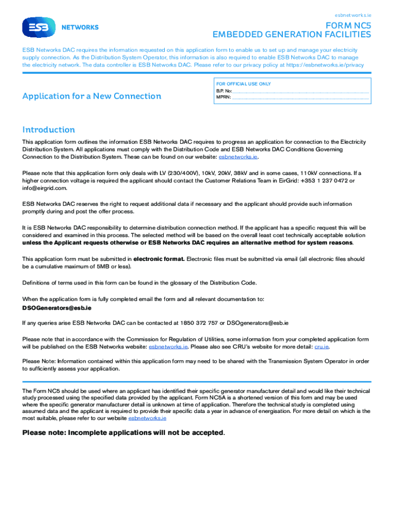  Subnetworks Reform NC5 EMBEDDED GENERATION FACILIT 2020-2024