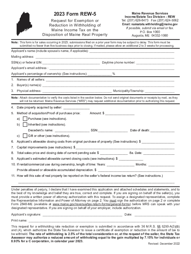 Form REW 5 Maine Gov