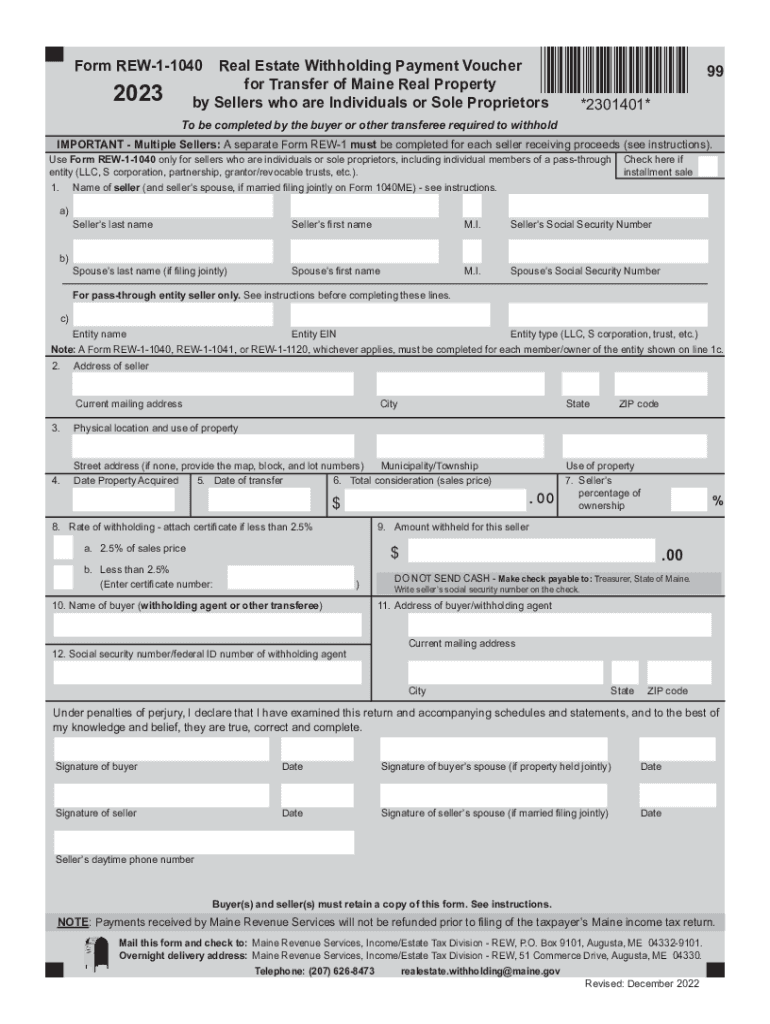  Form REW 1 1040 Maine Gov 2022