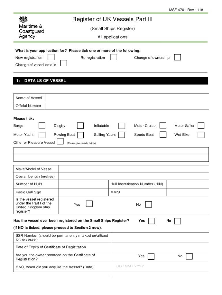  Small Ships Register Fill Online, Printable, Fillable, Blank 2018-2024