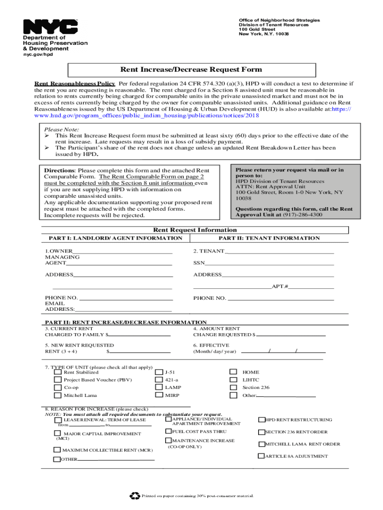  Hpd Rent Increase Form Fill Online, Printable, Fillable, Blank 2018-2024