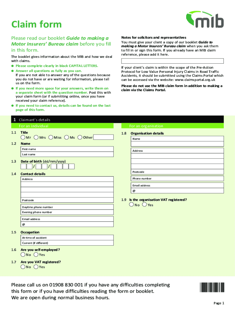 Claim Form the Motor Insurers&#039; Bureau Yumpu