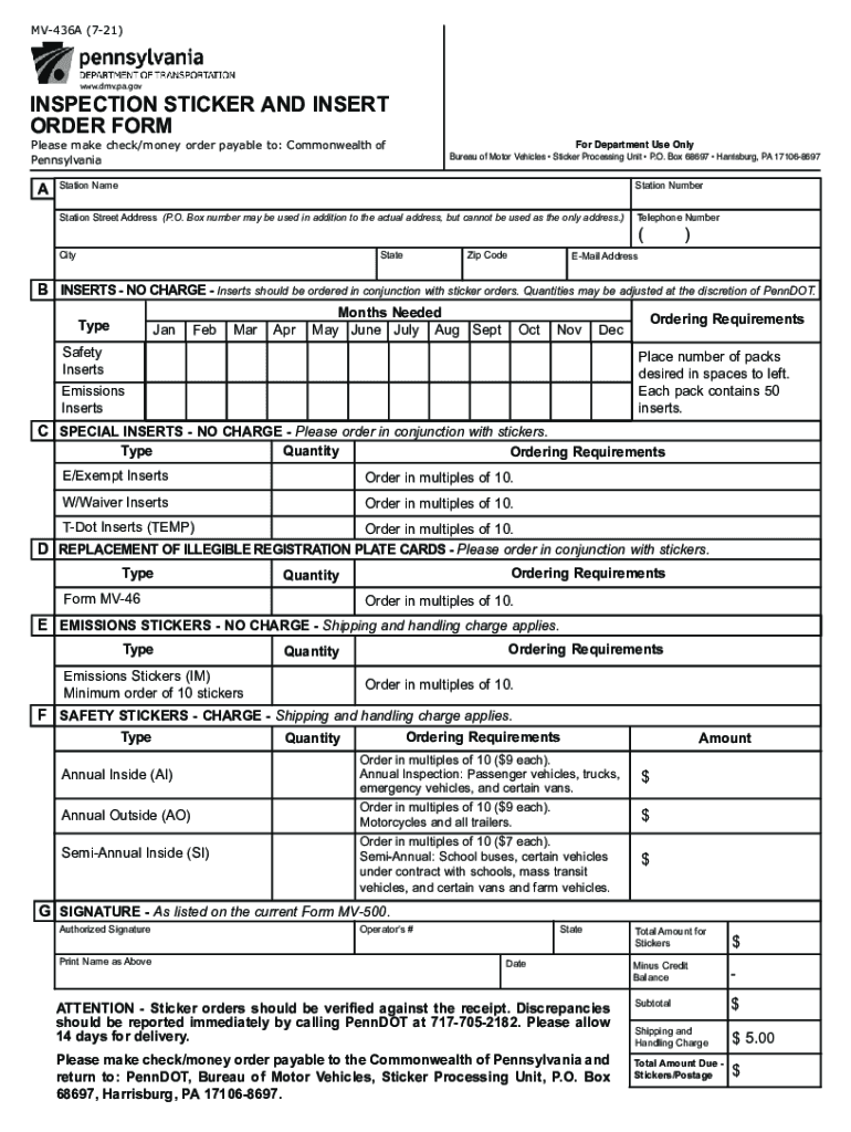  Dot Inspection Sticker Insert 2021