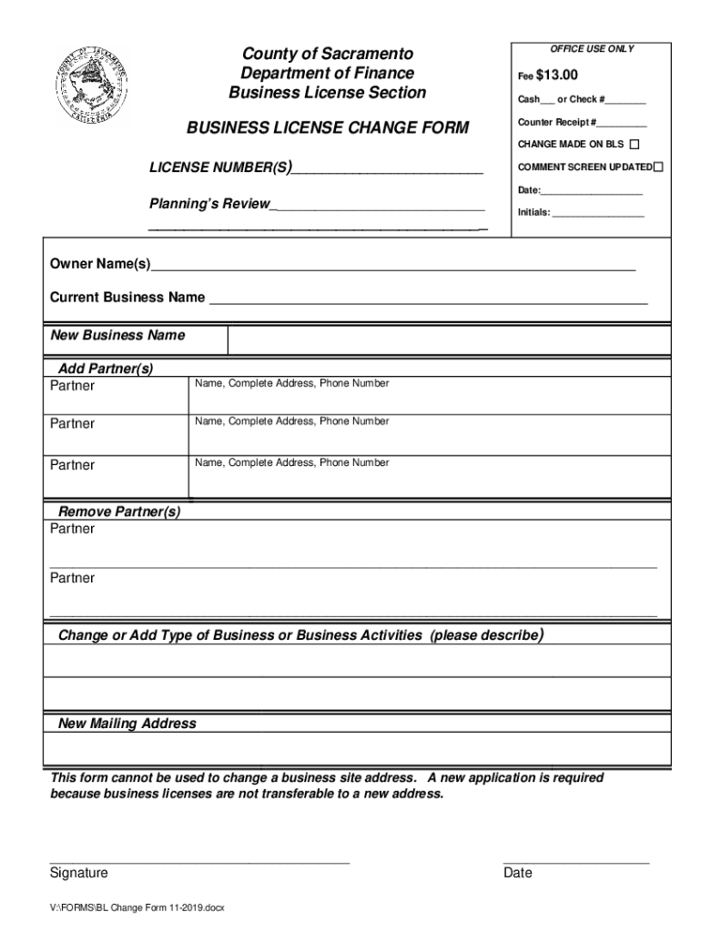 BUSINESS LICENSE REVISION  Form
