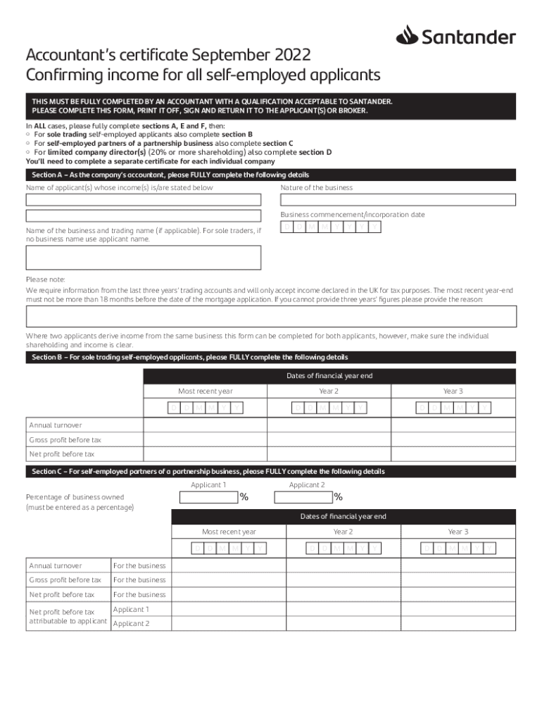 What is a Santander Accountant&#039;s Certificate? Oportfolio  Form