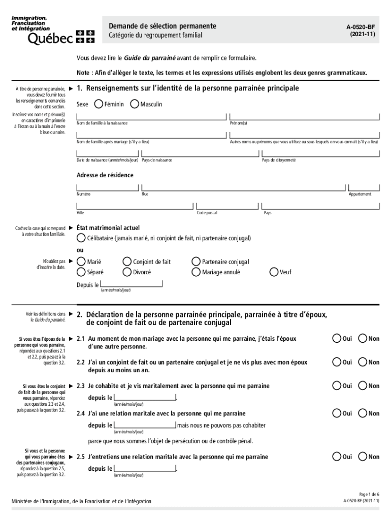 Demande De Slection Permanente Catgorie Du Regroupement  Form